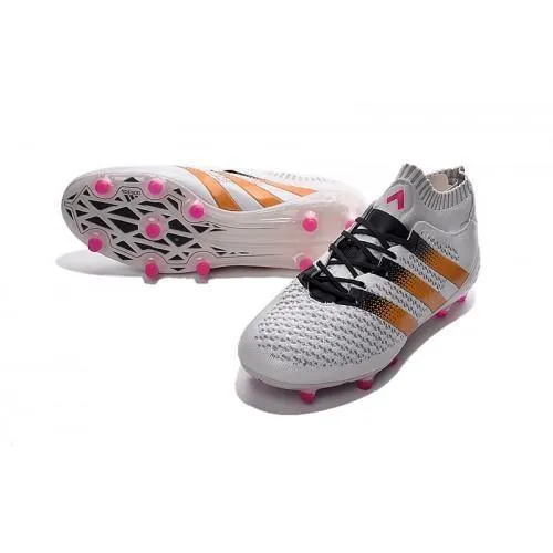 Adidas ACE 16.1 Primeknit FG/AG Soccer Shoes White Gold Black Pink