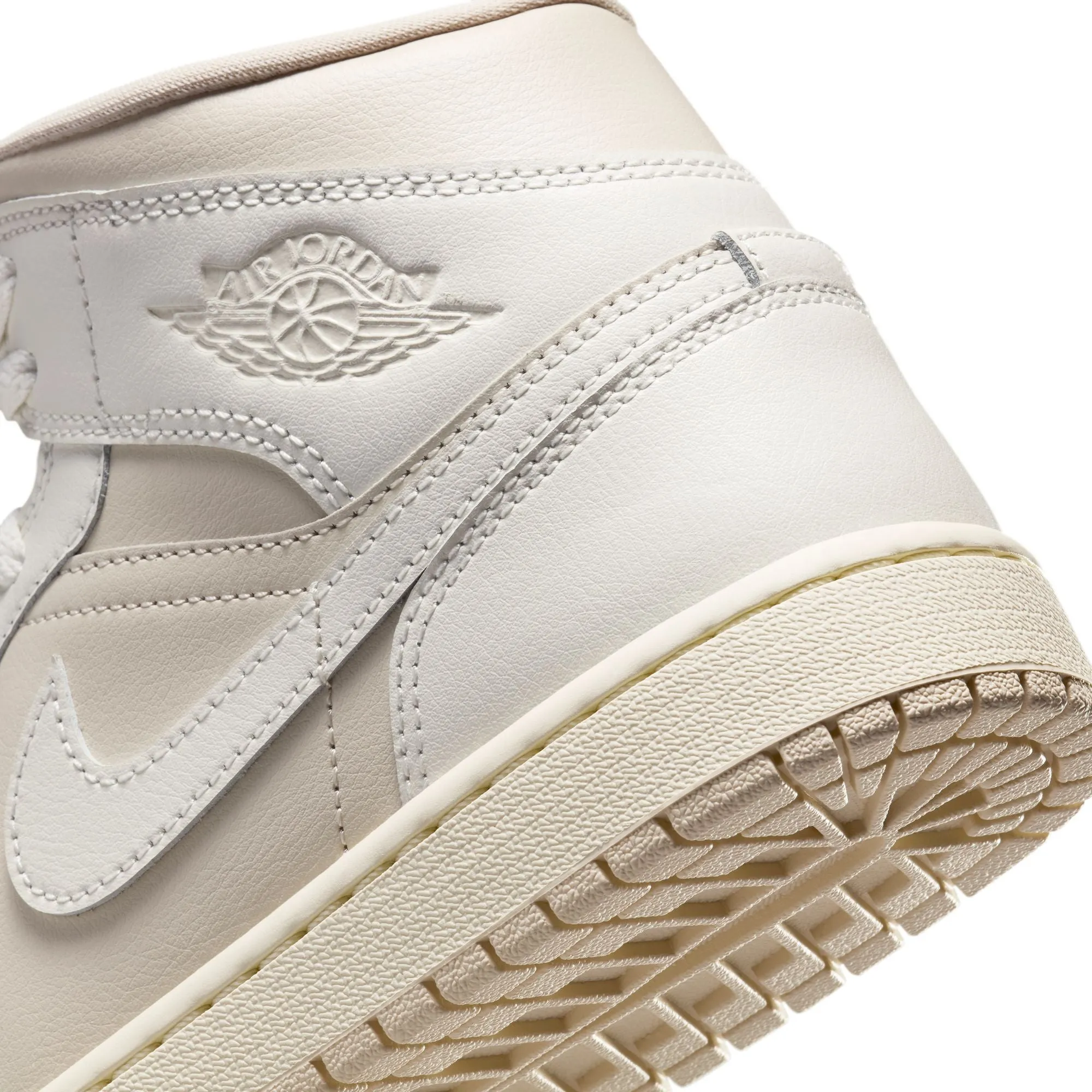 Air Jordan 1 Womens Mid "White/Light Tan" Shoes