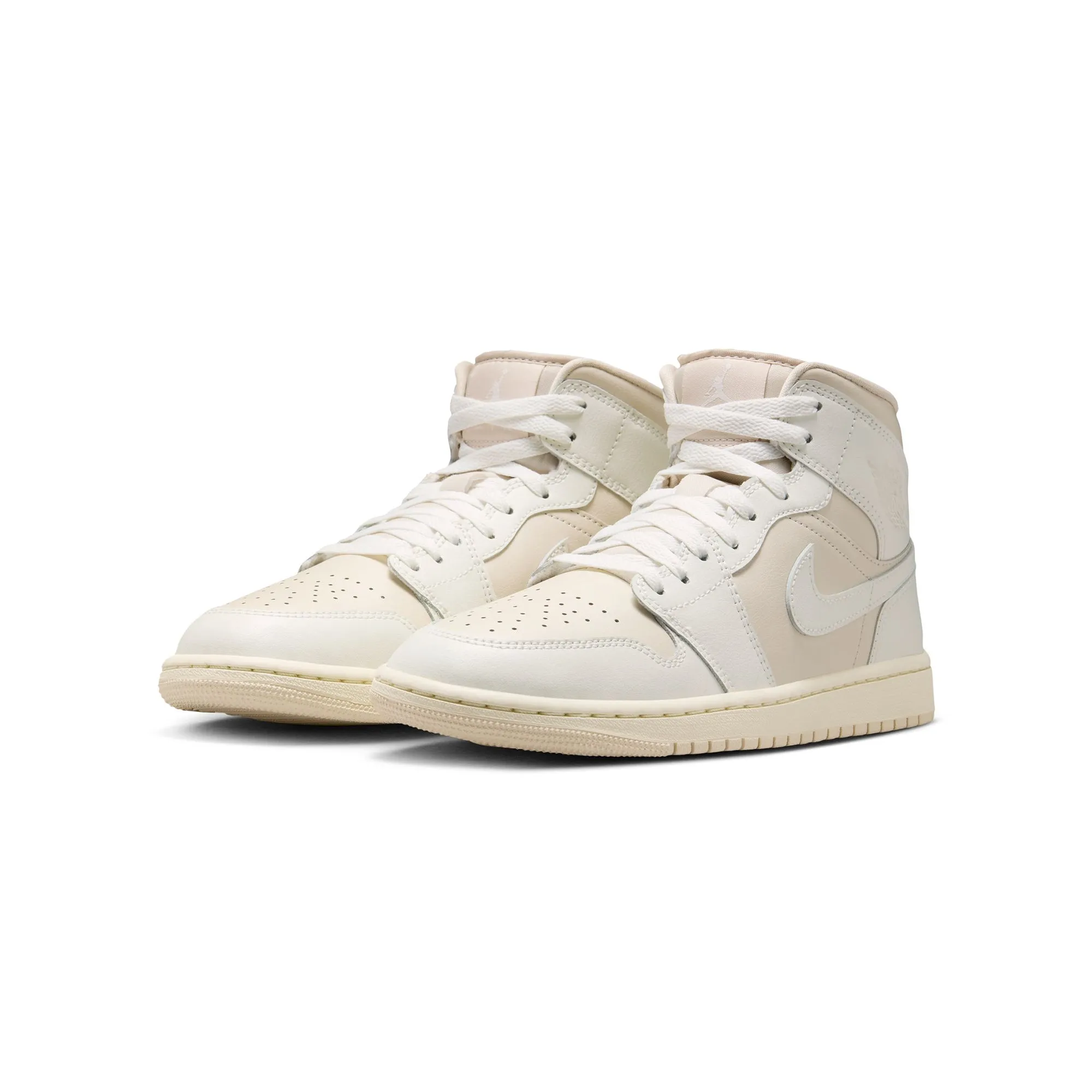 Air Jordan 1 Womens Mid "White/Light Tan" Shoes