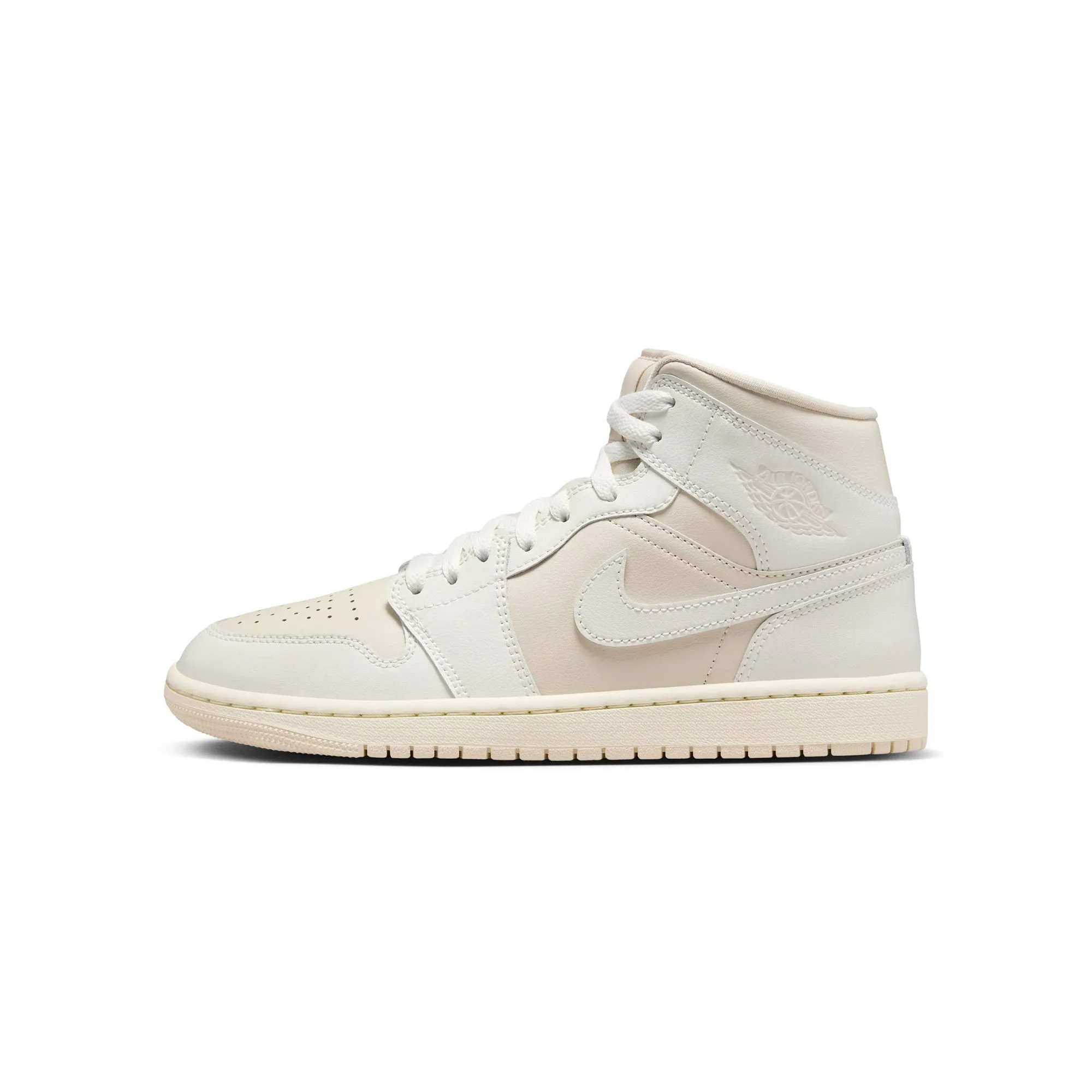 Air Jordan 1 Womens Mid "White/Light Tan" Shoes