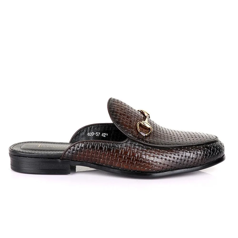 Billionaire Chain Mole Coffee Leather Half Shoe