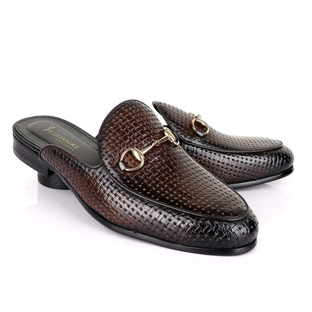 Billionaire Chain Mole Coffee Leather Half Shoe