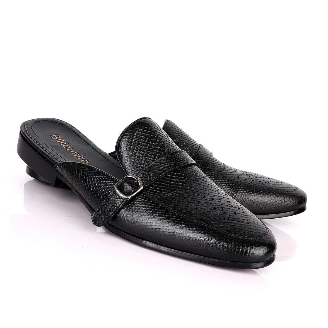 BILLIONAIRE CLASSIC BELT DESIGN BLACK  LEATHER HALF SHOE