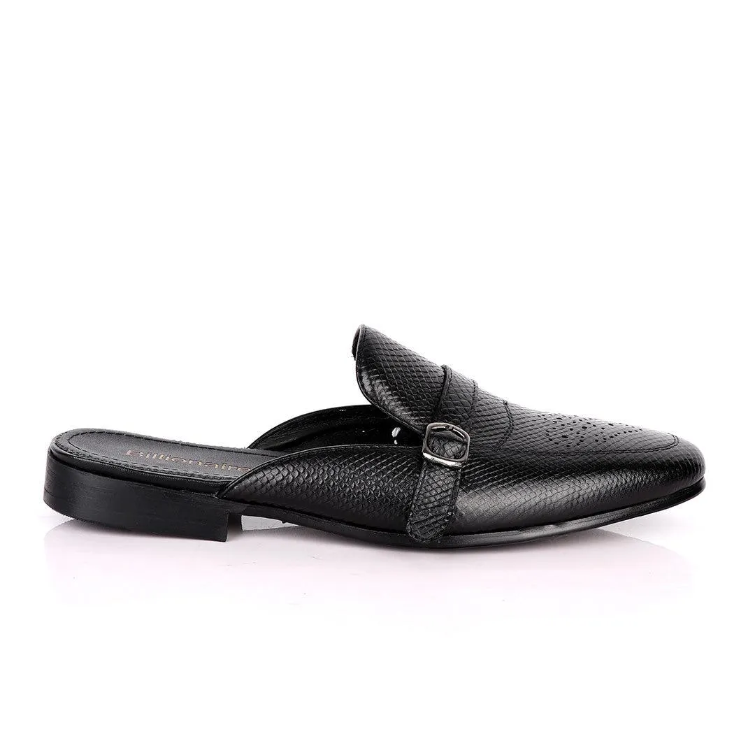 BILLIONAIRE CLASSIC BELT DESIGN BLACK  LEATHER HALF SHOE