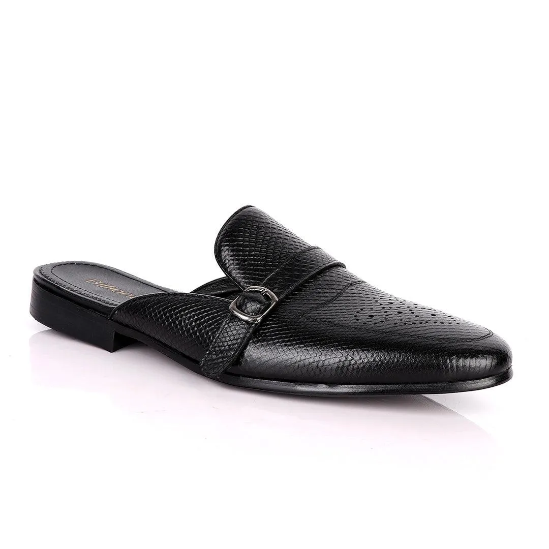 BILLIONAIRE CLASSIC BELT DESIGN BLACK  LEATHER HALF SHOE