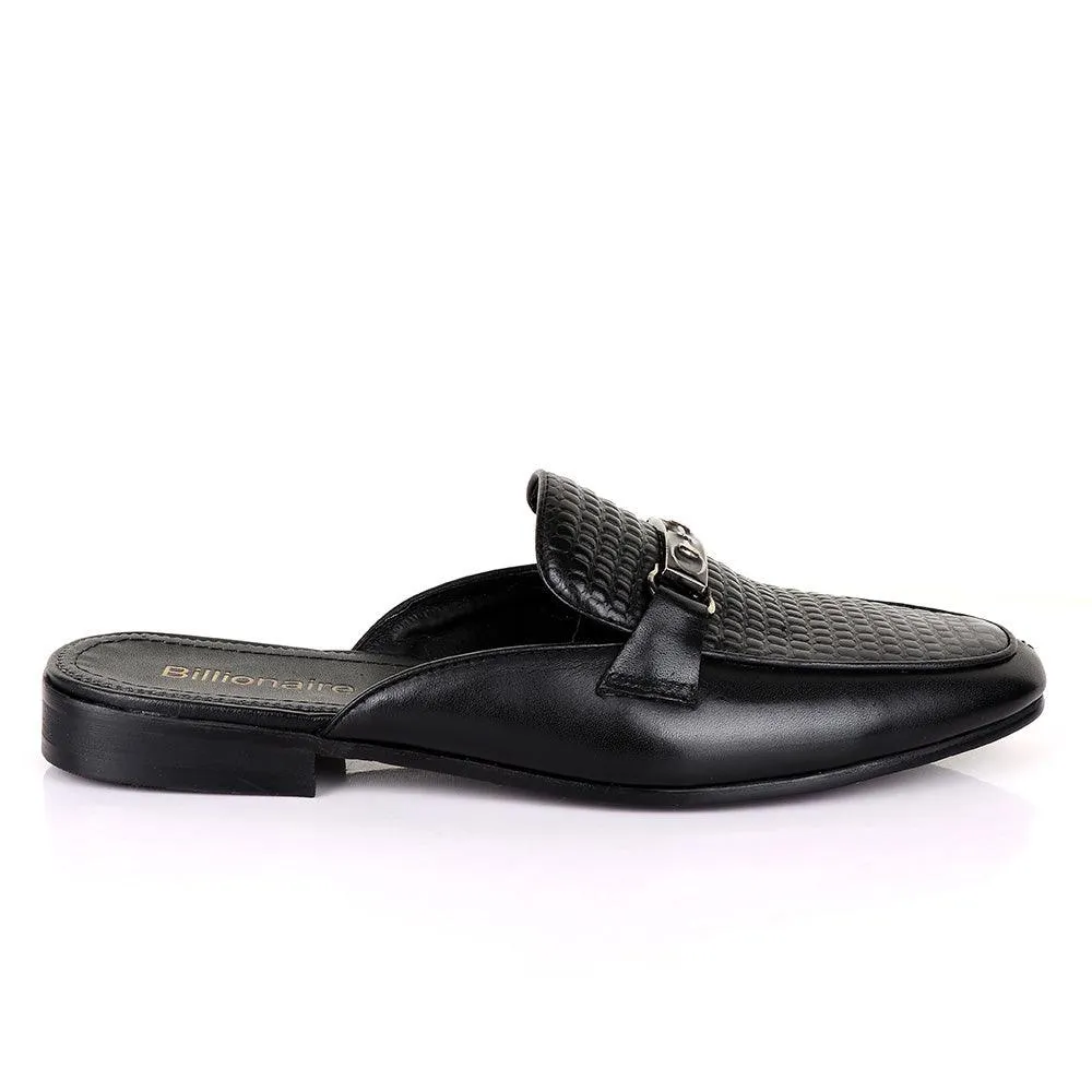 Billionaire Classic Chain Black Mole Leather Half Shoe