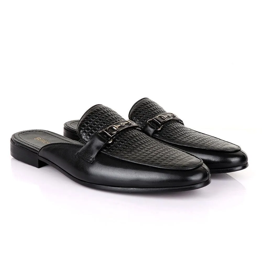 Billionaire Classic Chain Black Mole Leather Half Shoe