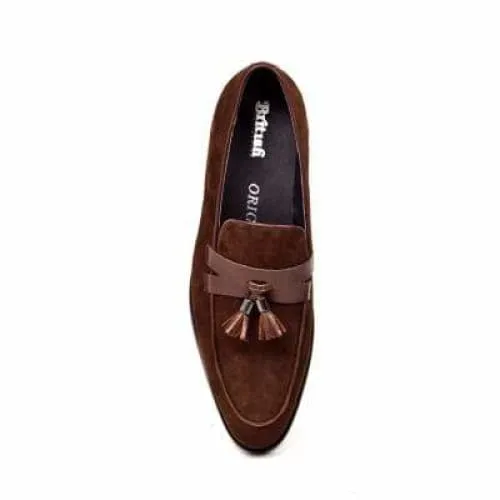 British Walkers Space Men's Brown Suede and Leather Sophisticated Crepe Sole Loafers