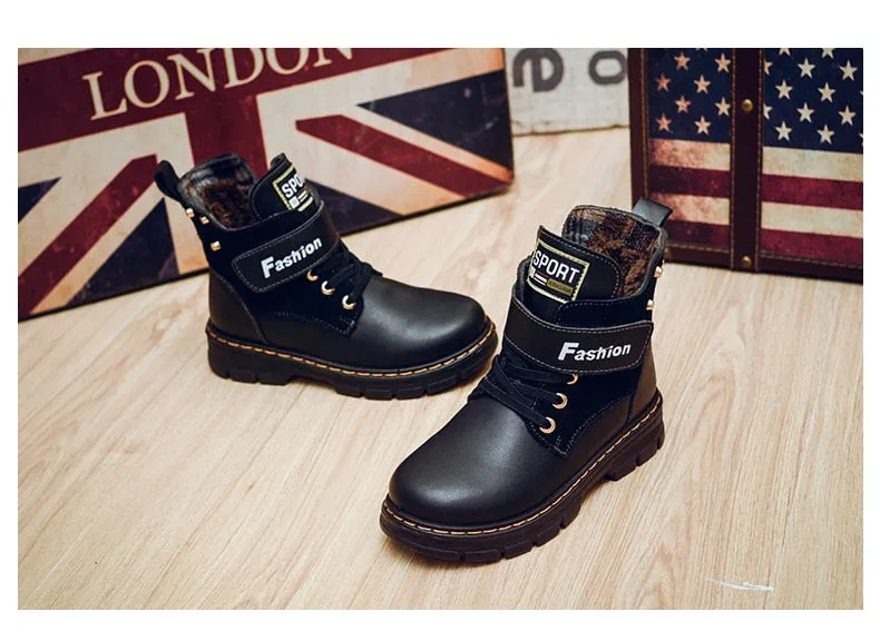 Children Boots Autumn And Winter Leather Snow Boots