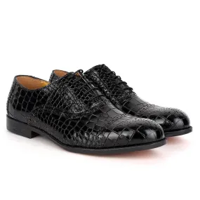 John Foster Oxford Full Crocodile Leather Skin Designed-Black