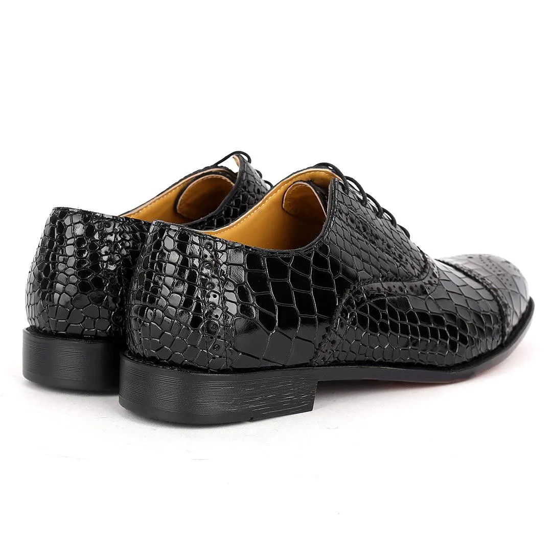 John Foster Oxford Full Crocodile Leather Skin Designed-Black