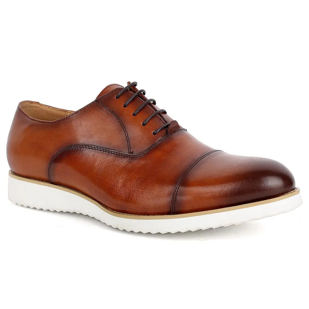 John Mendon Daytonaline Plain Leather Sneakers Shoe-Brown