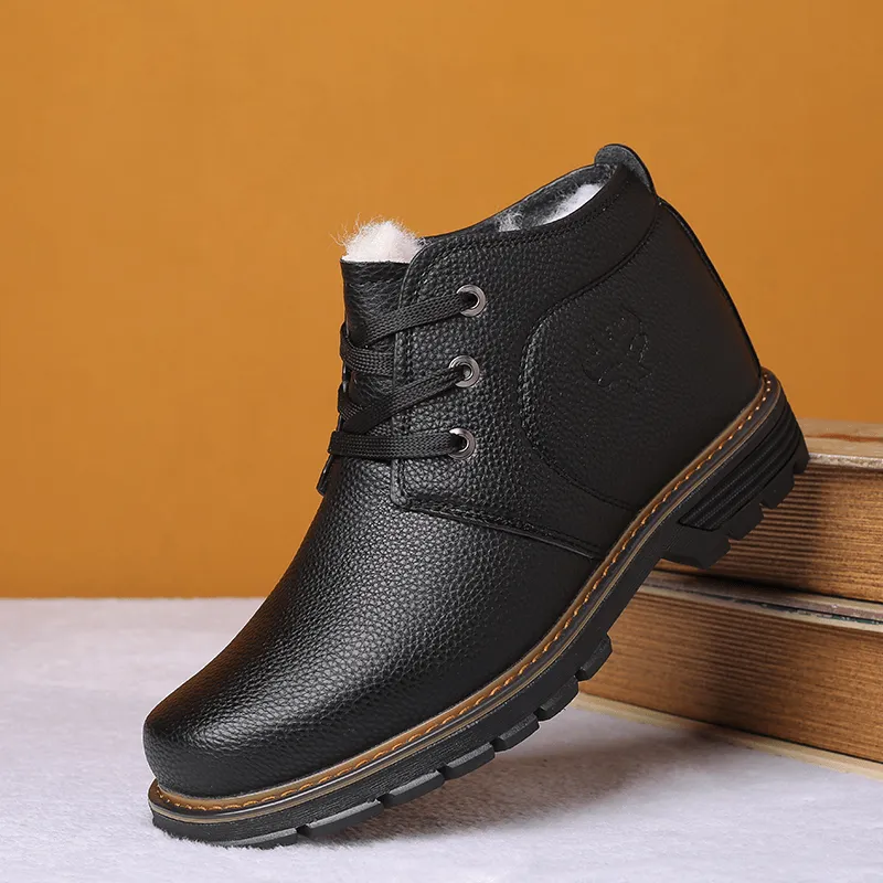 kkboxly kkboxly Men Comfy Microfiber Leather Warm Business Casual Winter Ankle Boots