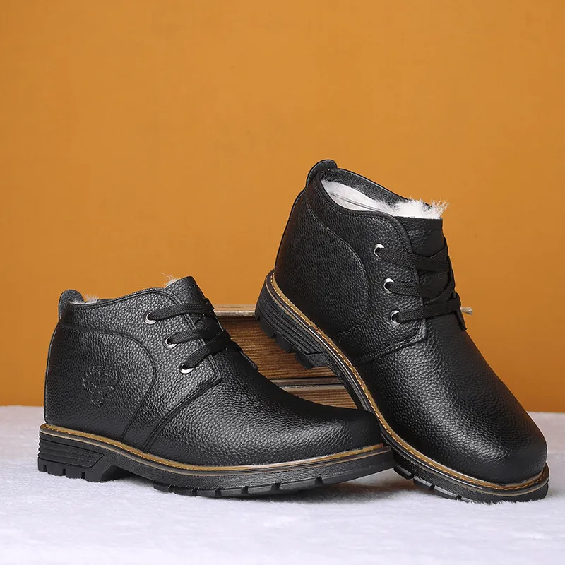 kkboxly kkboxly Men Comfy Microfiber Leather Warm Business Casual Winter Ankle Boots