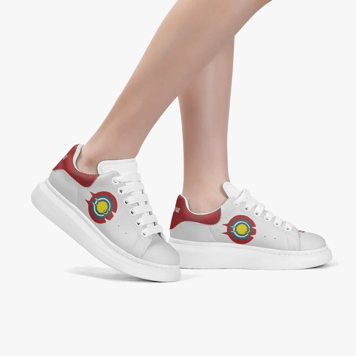 Lifestyle Low-Top Leather Sneakers White/Red heel