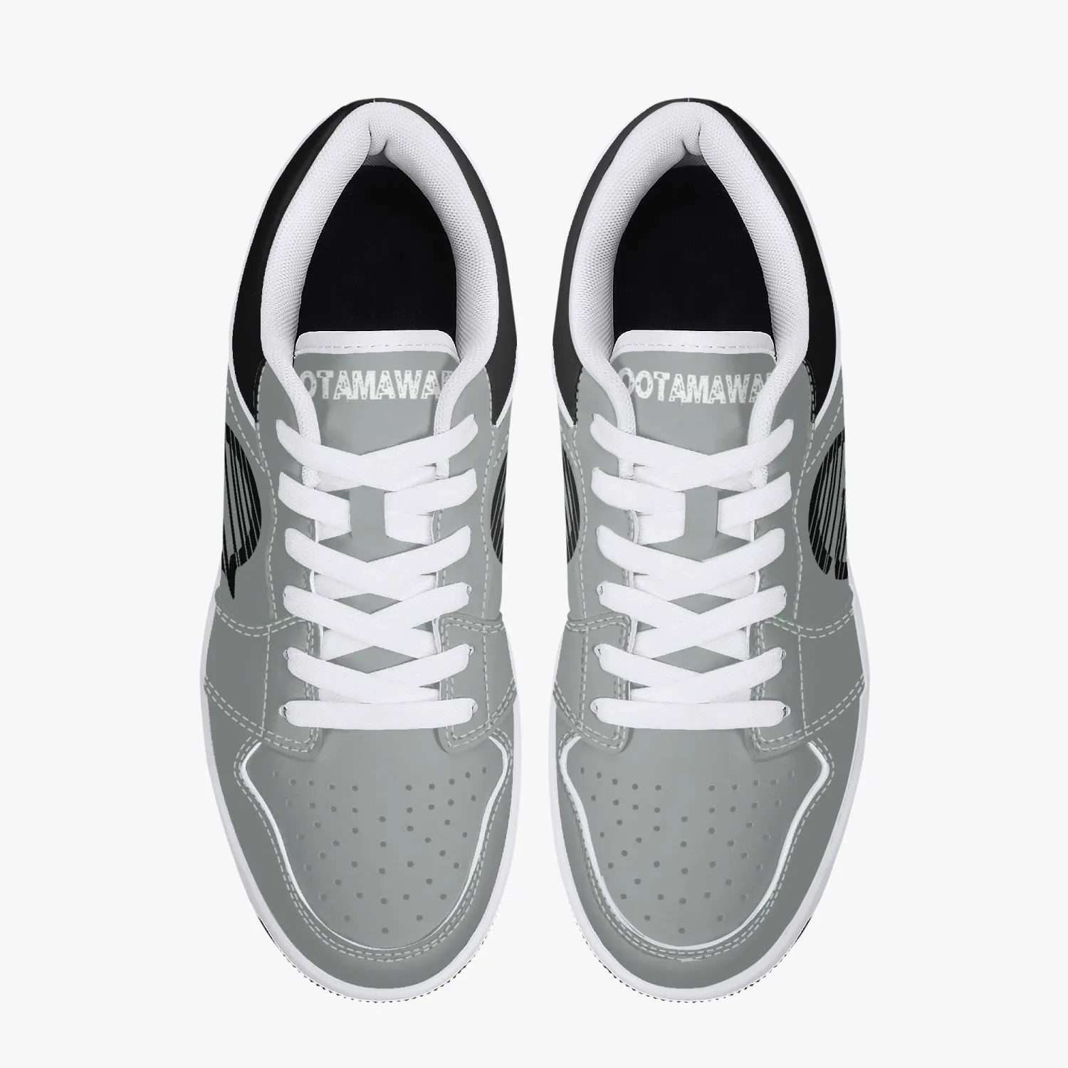 Low-Top Leather Sneakers - Grey/Black