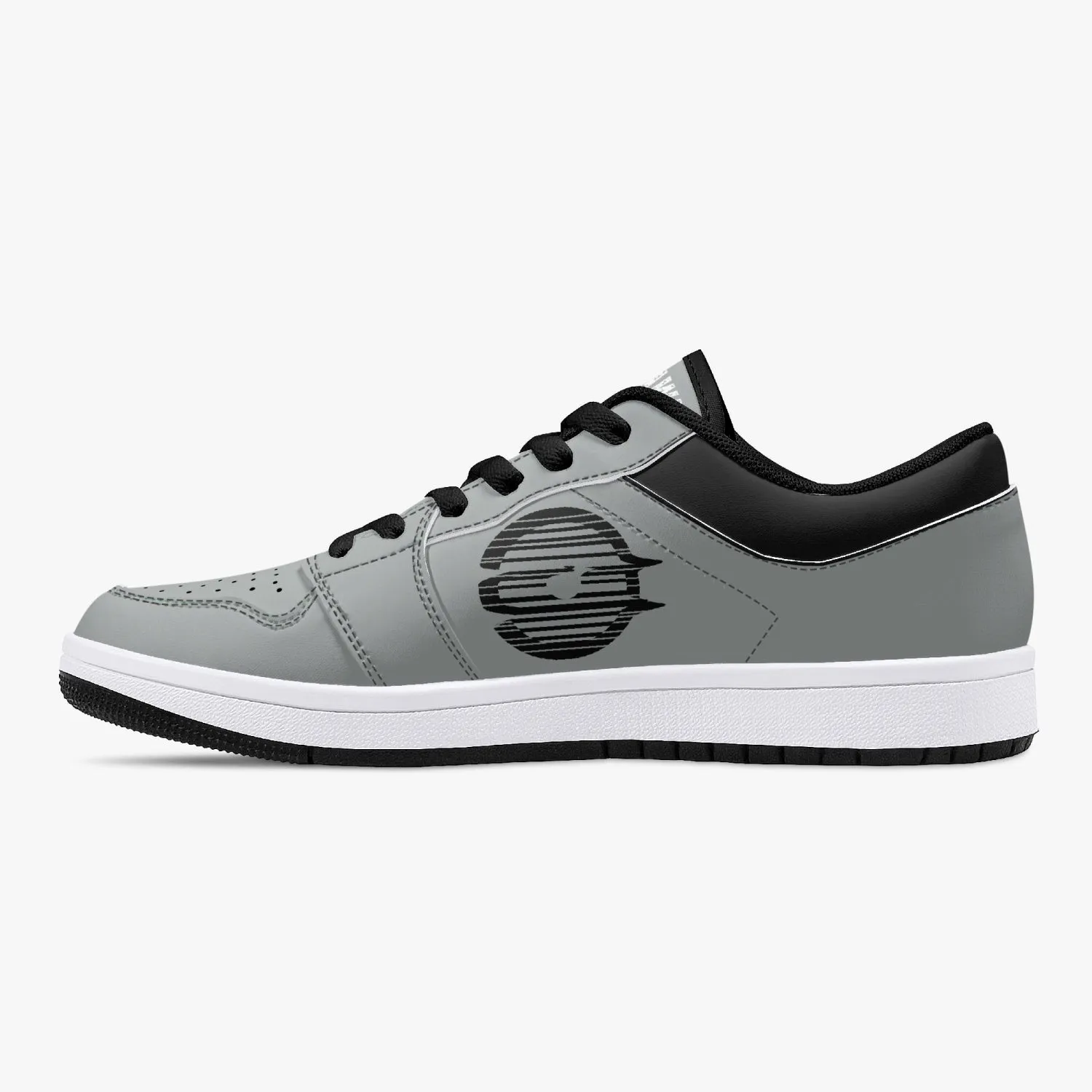 Low-Top Leather Sneakers - Grey/Black