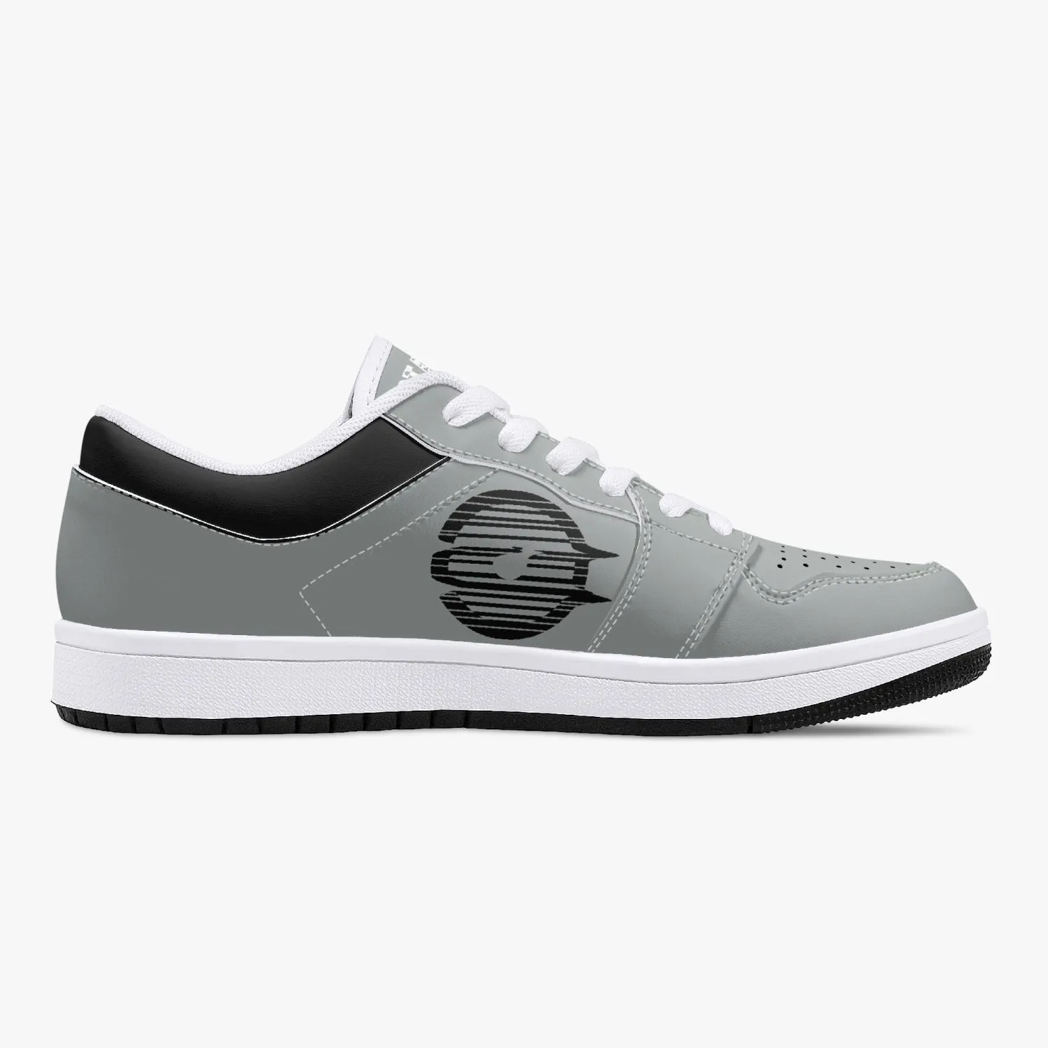 Low-Top Leather Sneakers - Grey/Black