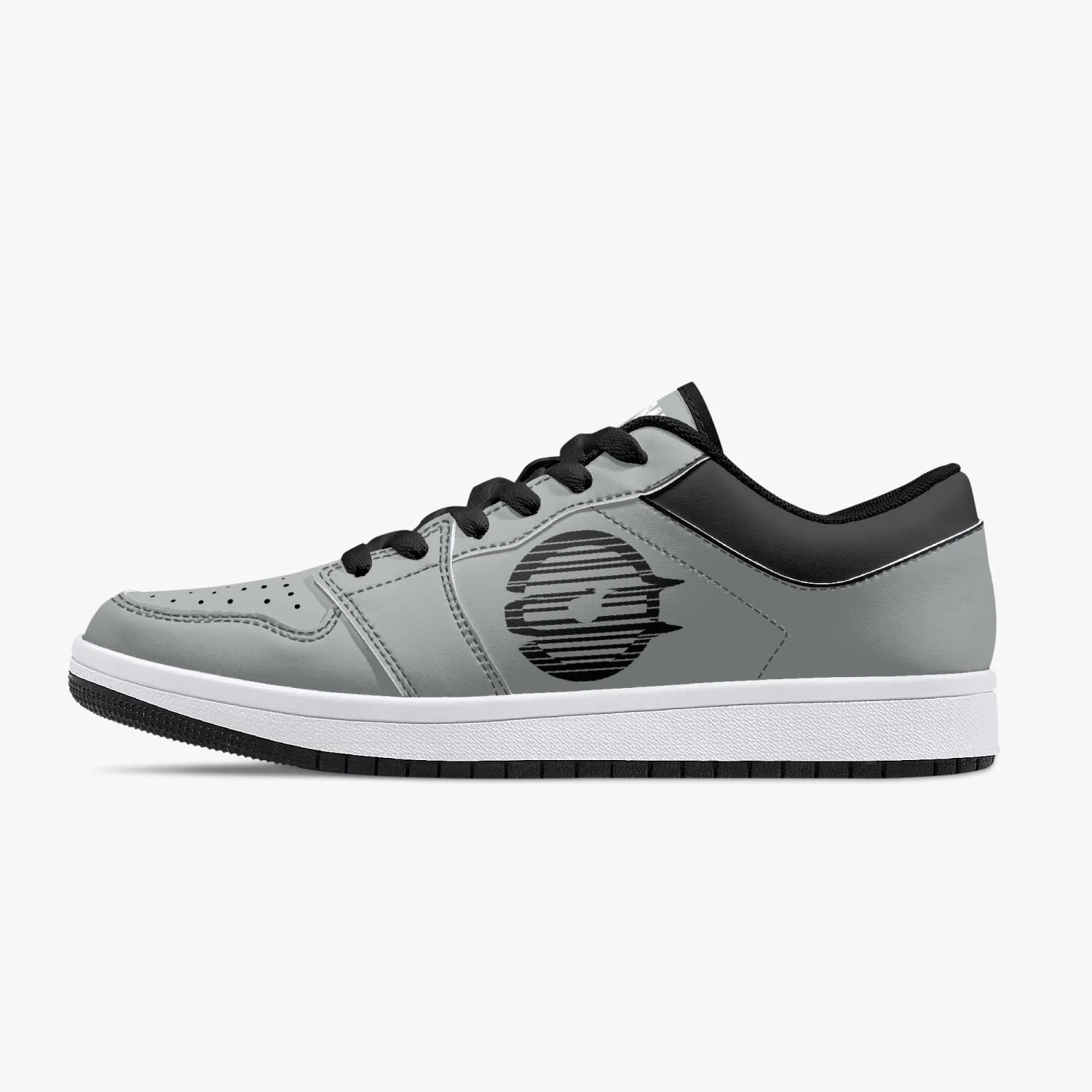 Low-Top Leather Sneakers - Grey/Black