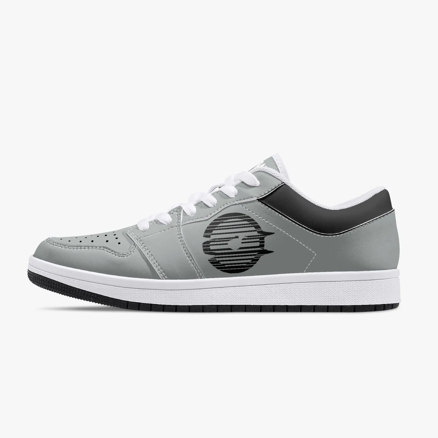 Low-Top Leather Sneakers - Grey/Black