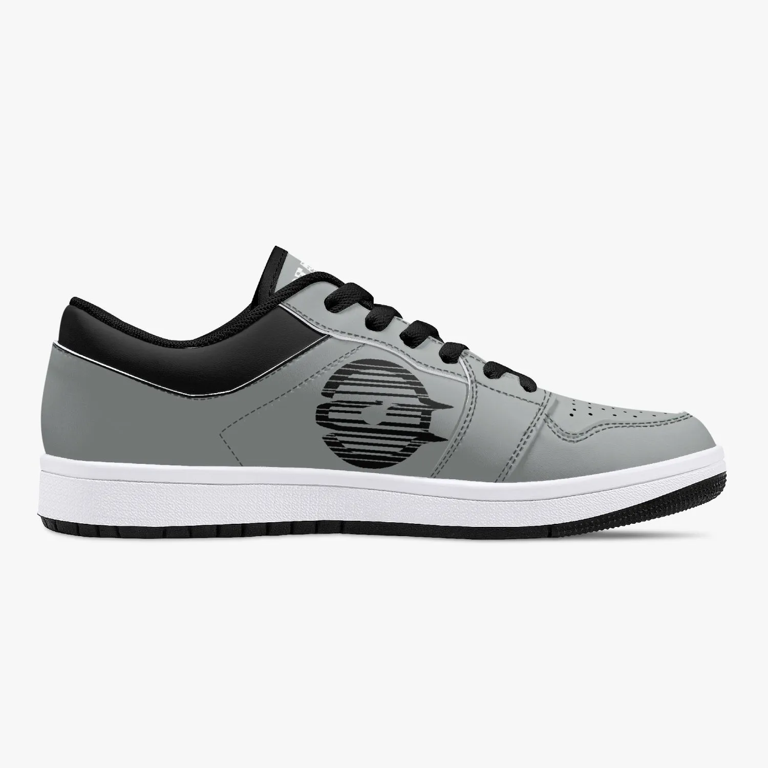 Low-Top Leather Sneakers - Grey/Black