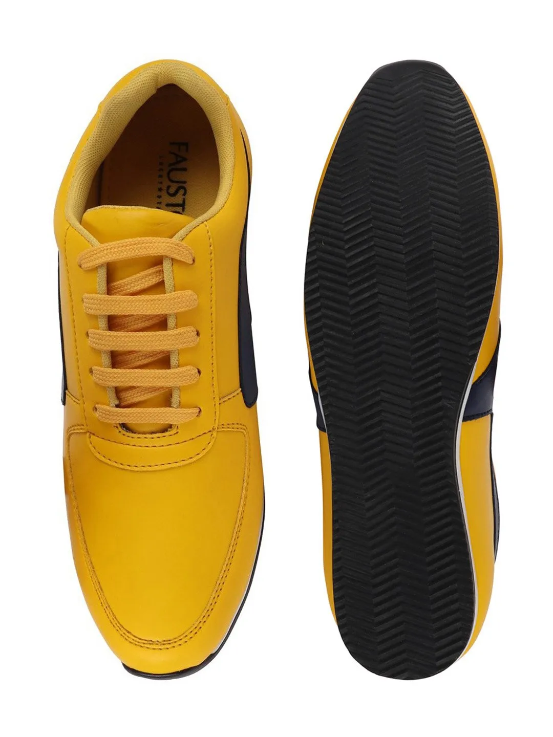 Men Yellow Trendy Lace Up Sneakers