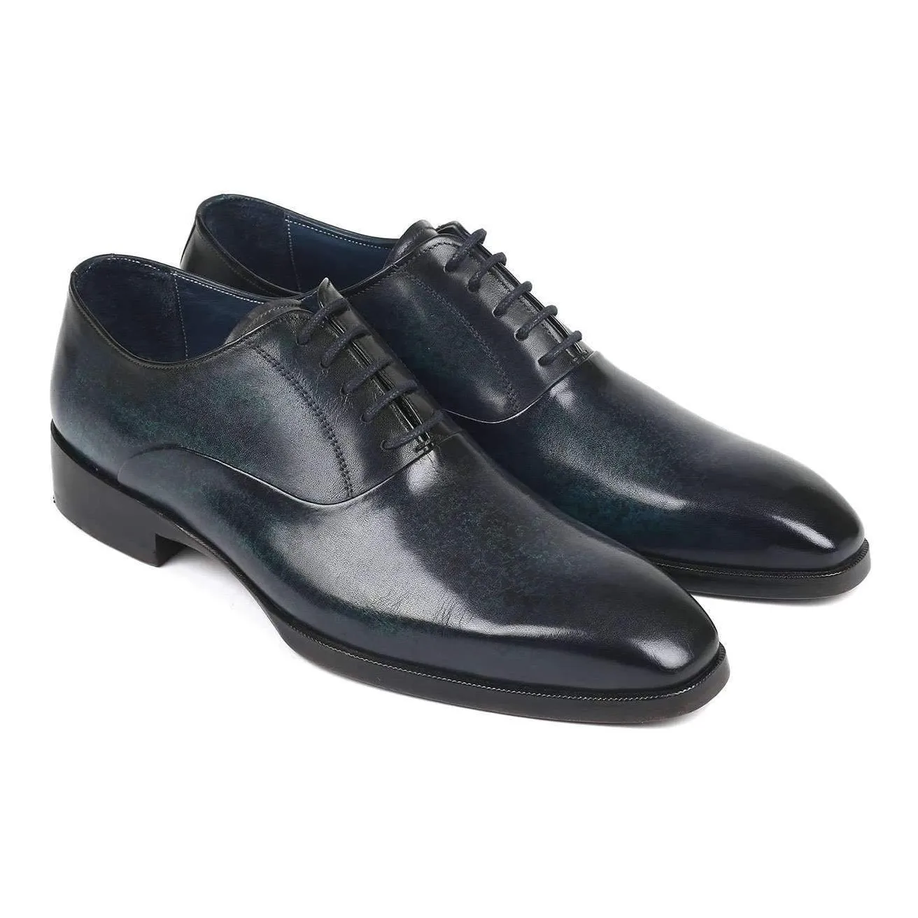 Paul Parkman Men's Navy Calf-Skin Leather Plain Toe Oxfords 5523-NVY (PM6137)