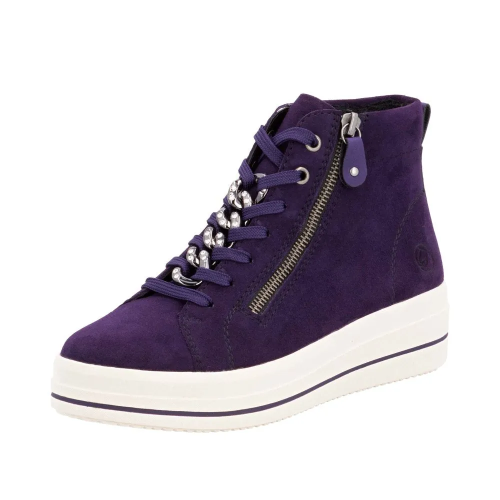 Remonte Ladies Suede Aubergine Lace Up Ankle Boots D1C70-30 sale