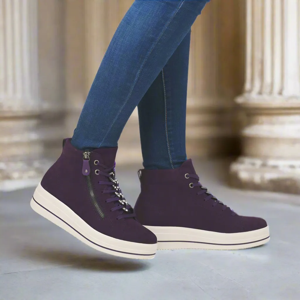 Remonte Ladies Suede Aubergine Lace Up Ankle Boots D1C70-30 sale