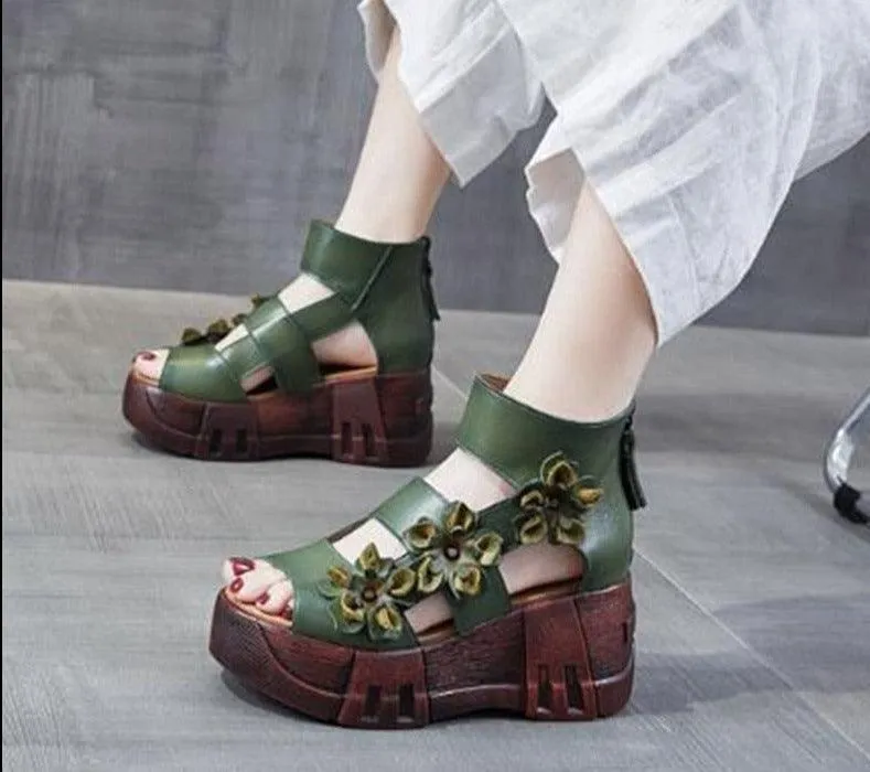 Stylish Floral Wedge Sandals