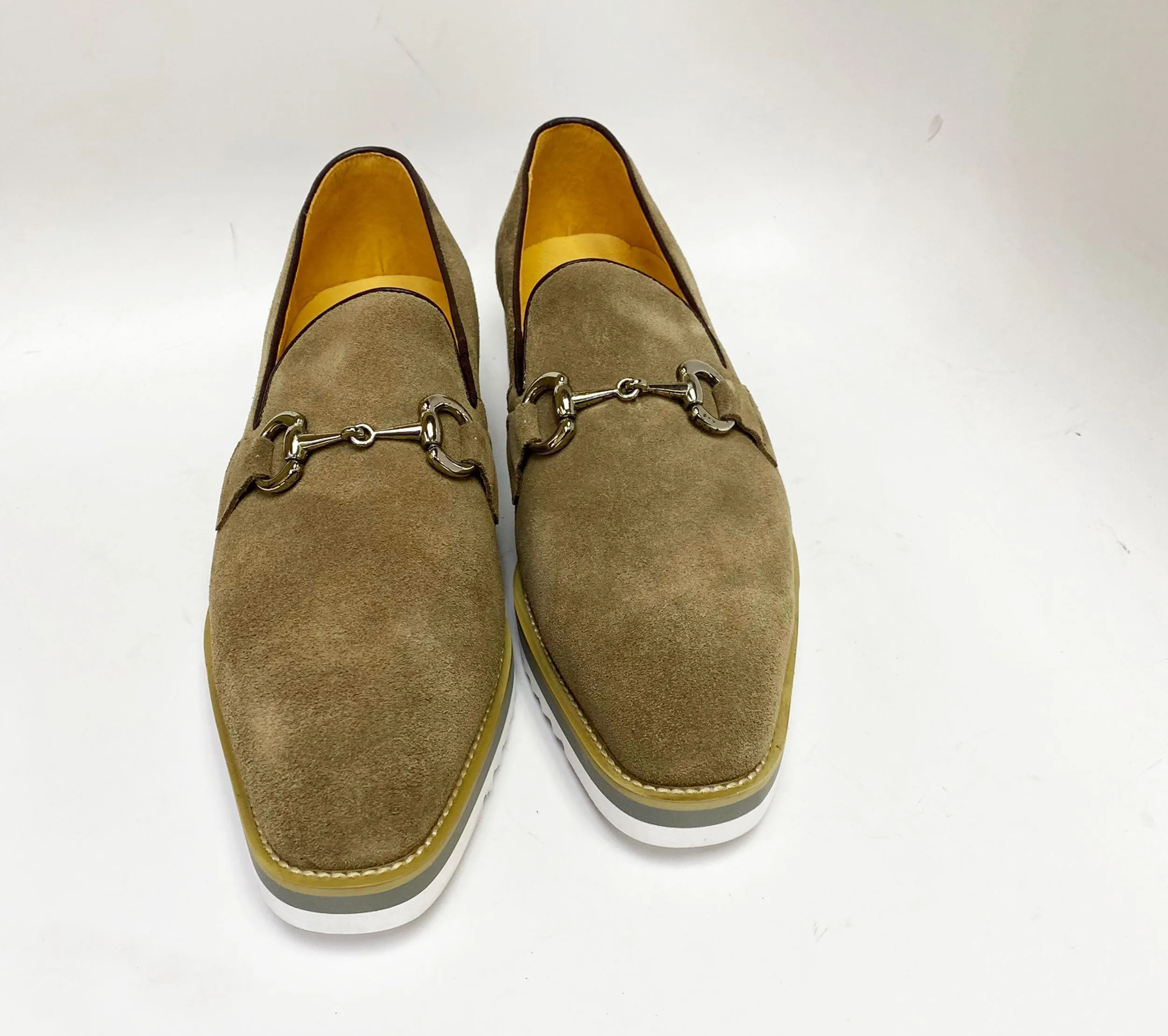 Suede Slip-On Horsebit Loafer Taupe