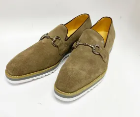 Suede Slip-On Horsebit Loafer Taupe