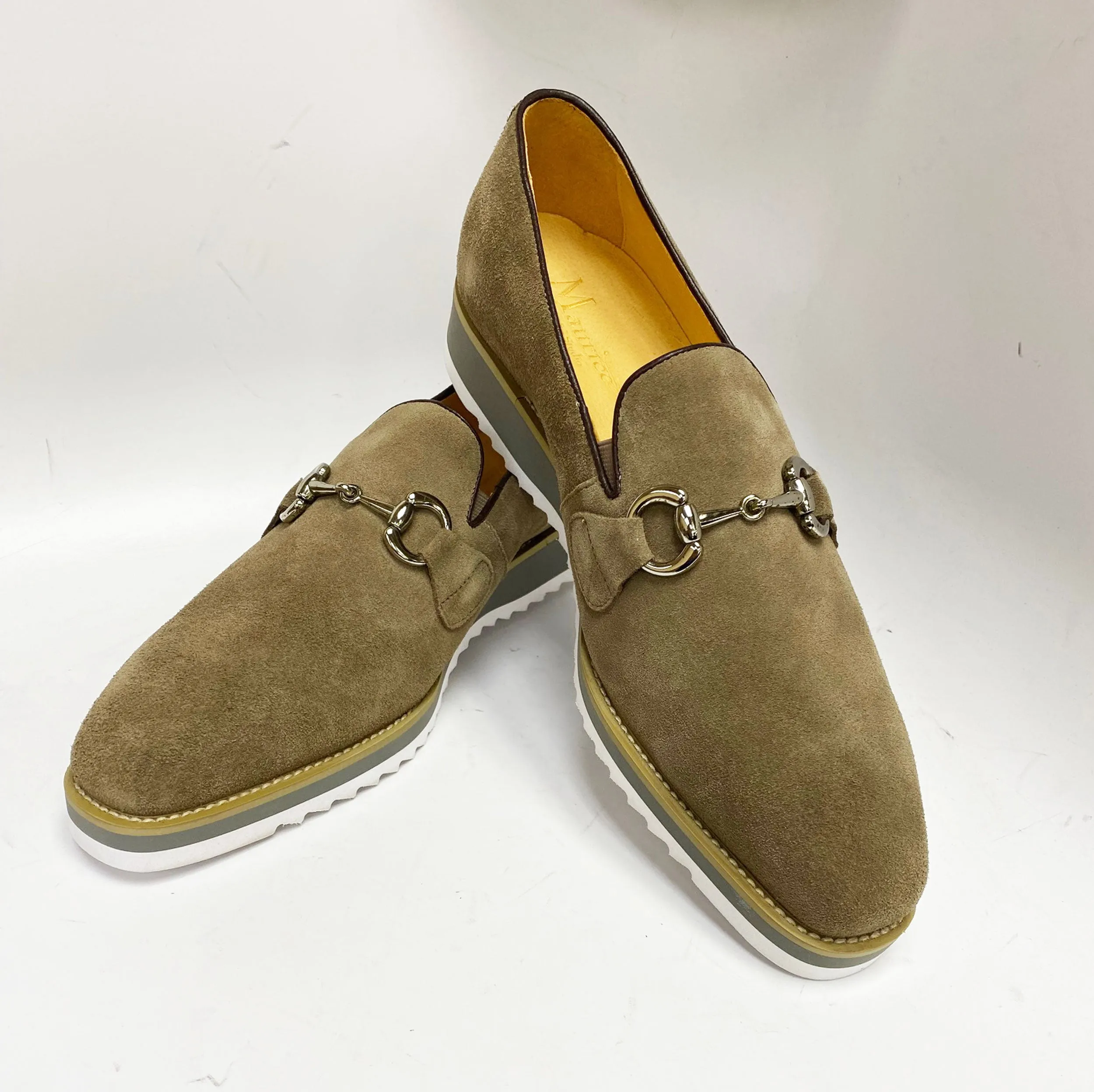 Suede Slip-On Horsebit Loafer Taupe