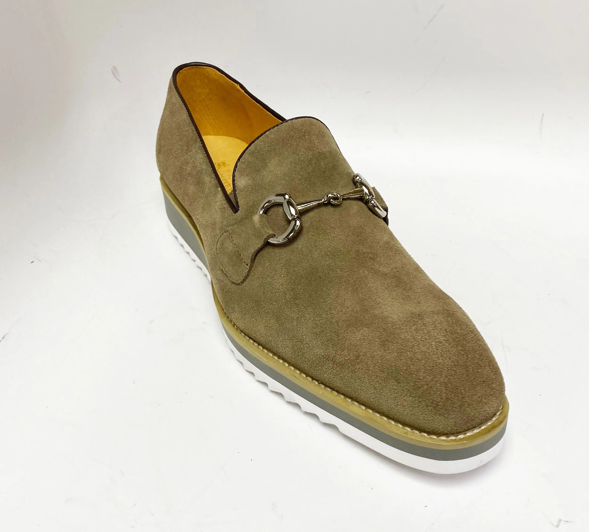 Suede Slip-On Horsebit Loafer Taupe