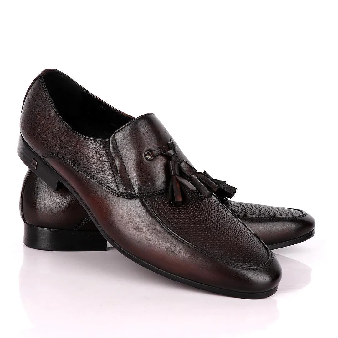 Thom Browne Front Pattern Coffee Leather Shoe