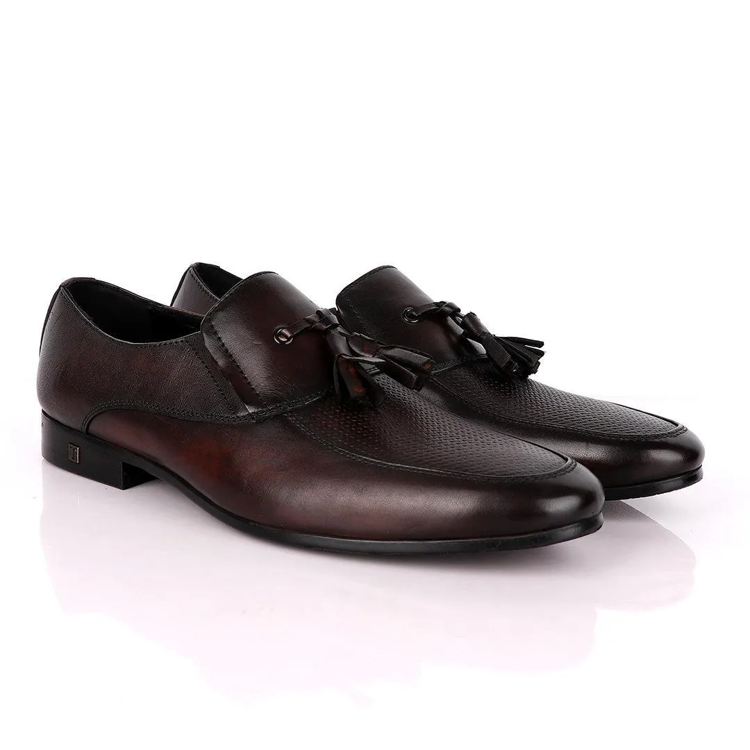 Thom Browne Front Pattern Coffee Leather Shoe