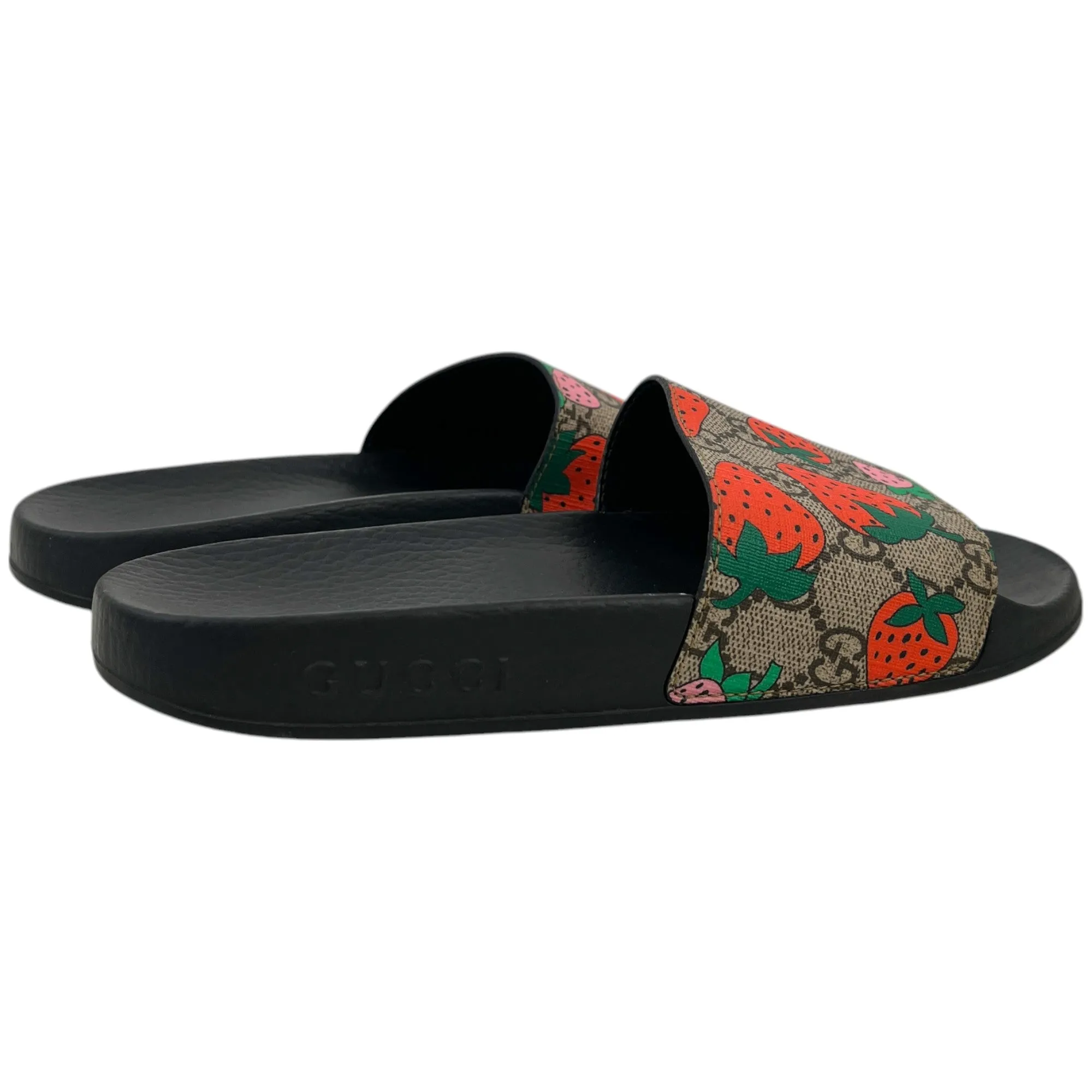 Women's Gg Supreme Strawberry Print Slides Black Size EU 37 / UK 4