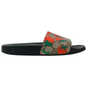 Women's Gg Supreme Strawberry Print Slides Black Size EU 37 / UK 4