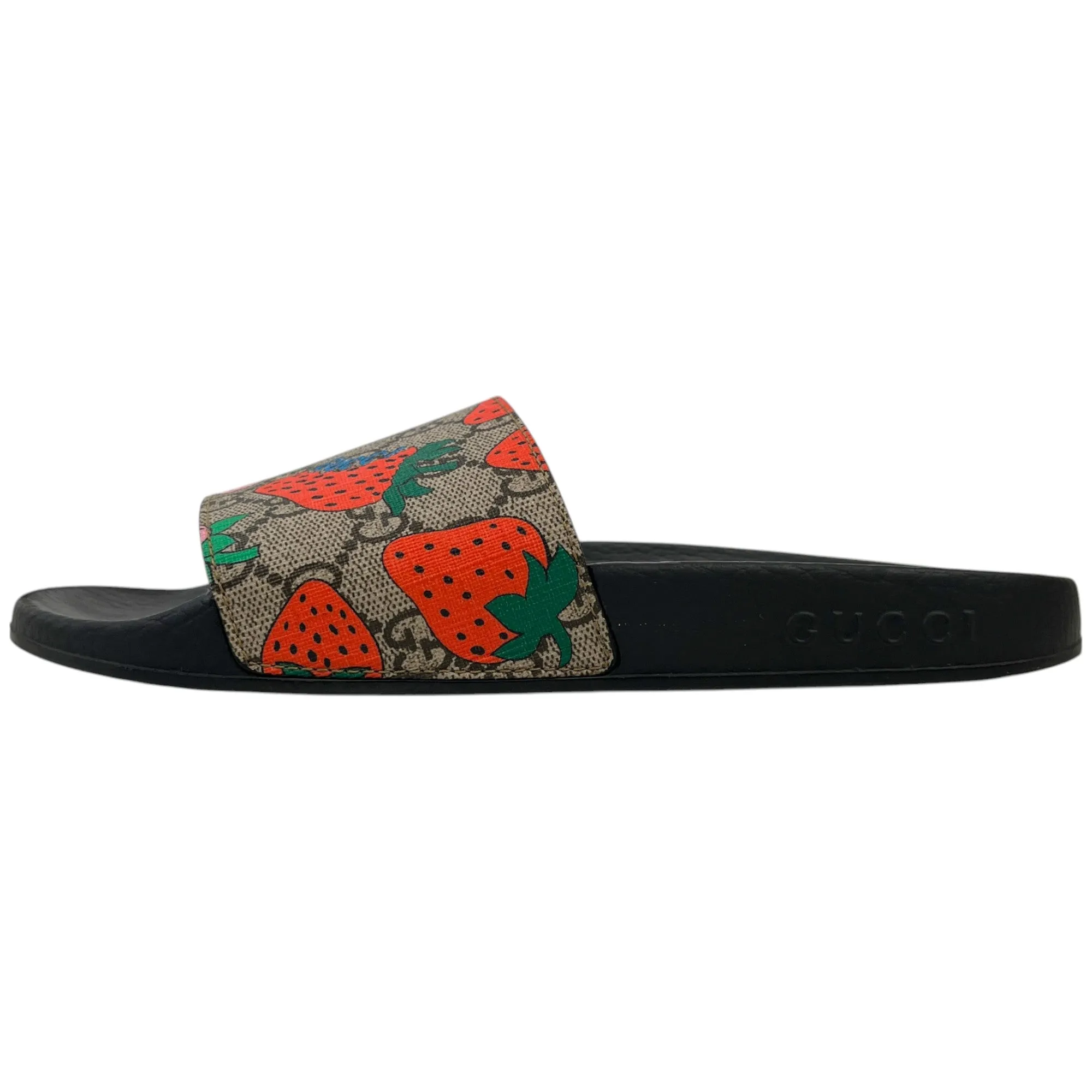 Women's Gg Supreme Strawberry Print Slides Black Size EU 37 / UK 4