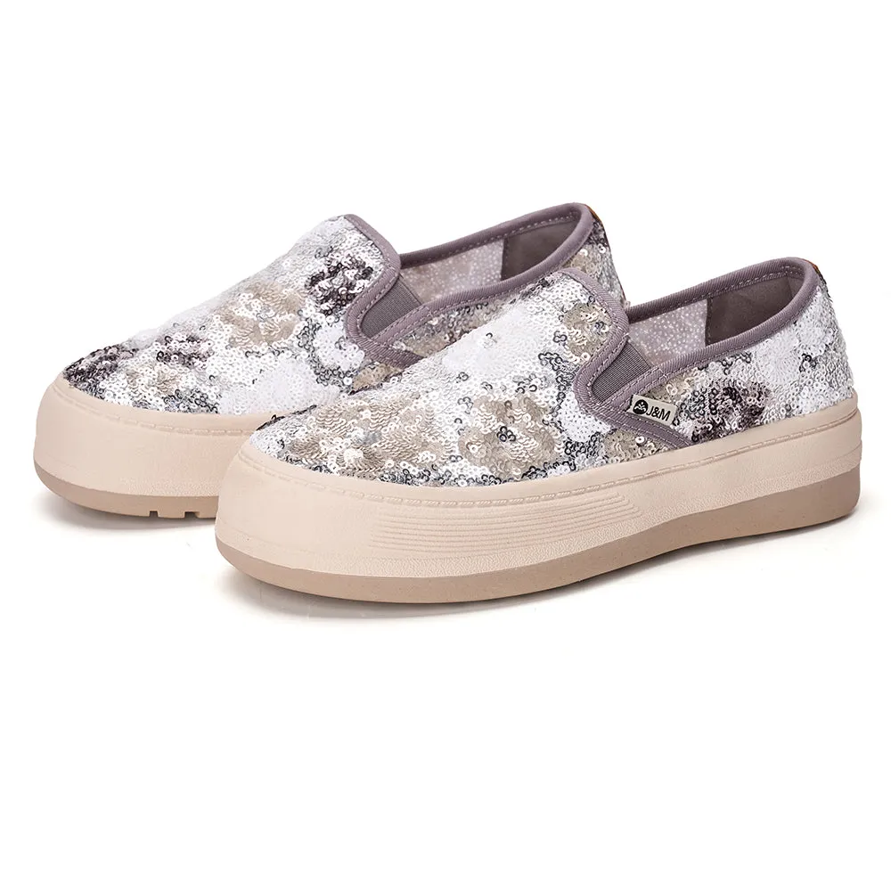 Women’s Sequins Slip-On Fabric Platform Loafers-87869W